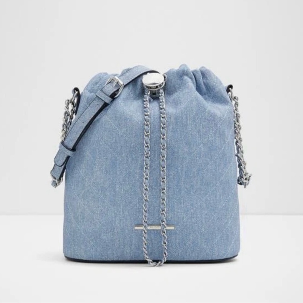 Aldo Light Blue Chain Strap bucket Shoulder Bag